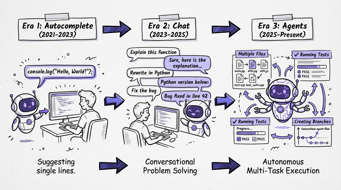 The three eras of AI-assisted development